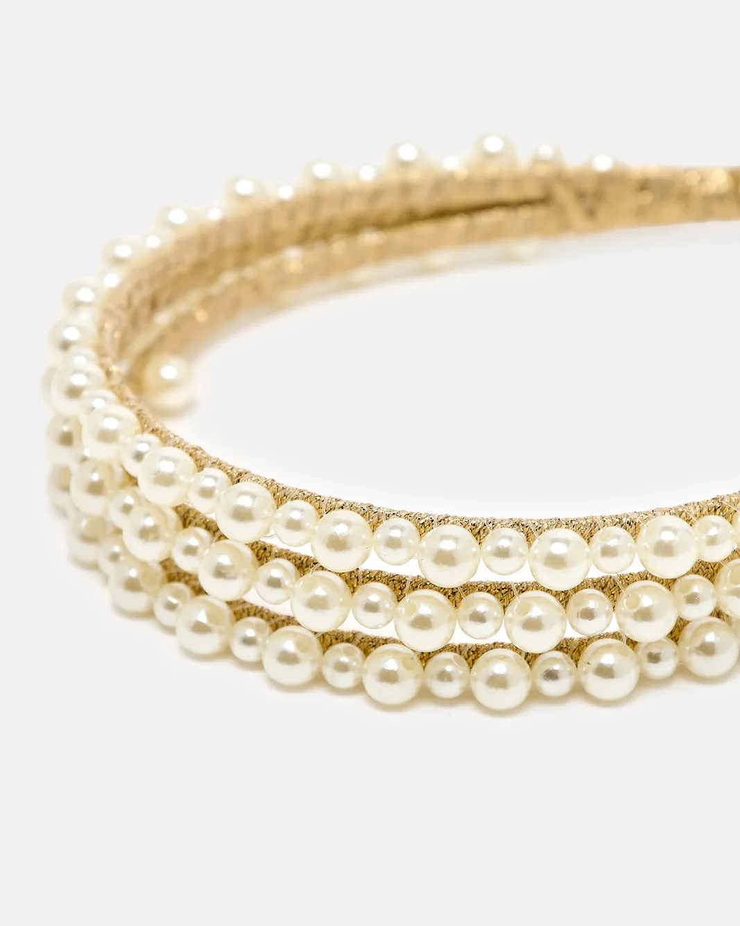 Women White Pearl Head Band sold by Redtag product image thumbnail 2