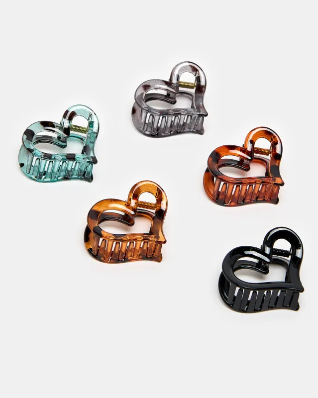 Women Assorted Heart Hair Claw (Pack of 5) sold by Redtag