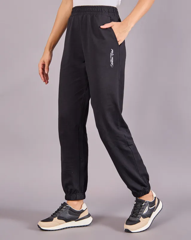 Women Black Printed Jogger Pants sold by Redtag