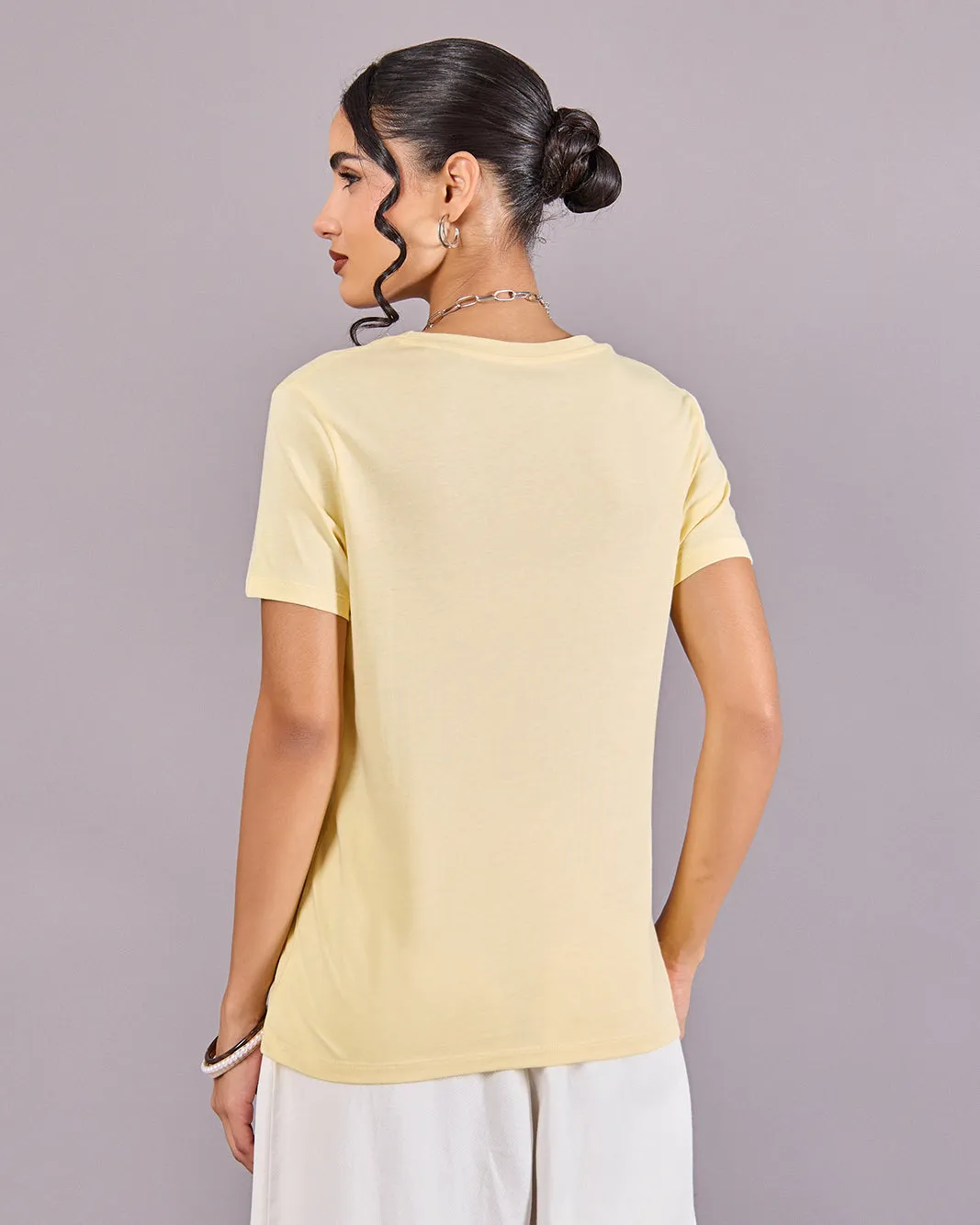 Women Yellow Printed T-Shirt sold by Redtag product image thumbnail 3
