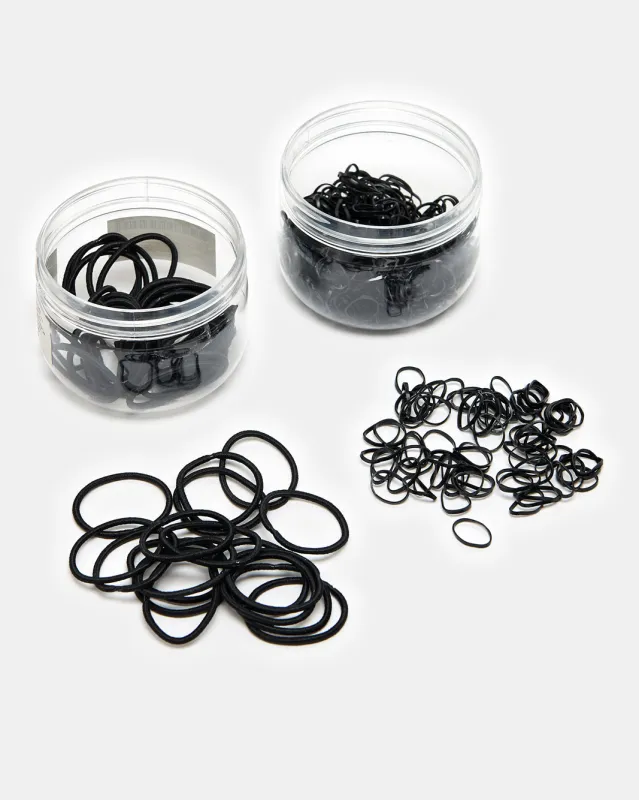 Women Black Elastic And Rubber Band Set (350 Piece) sold by Redtag