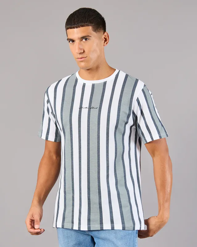 Men White Striped Basic T-Shirt sold by Redtag