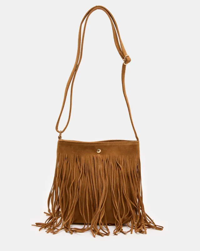 Women Brown Fringe Crossbody Bag sold by Redtag