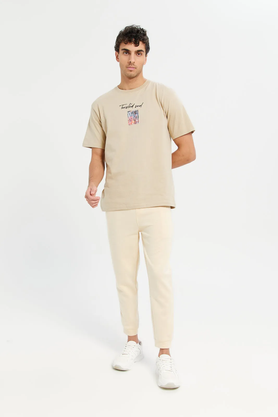 Men Beige Slim Fit Active Pants sold by Redtag product image thumbnail 2