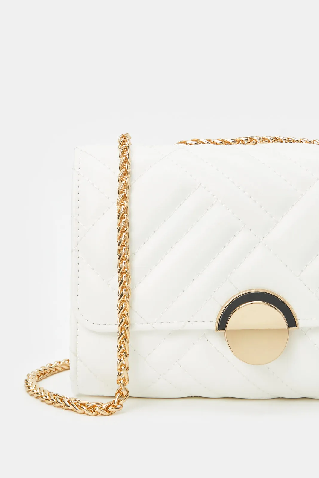Women White Quilted Clutch Bag sold by Redtag product image thumbnail 3