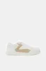 Women White Lace Up Trainer With Beige Overlay sold by Redtag