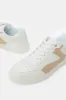 Women White Lace Up Trainer With Beige Overlay sold by Redtag