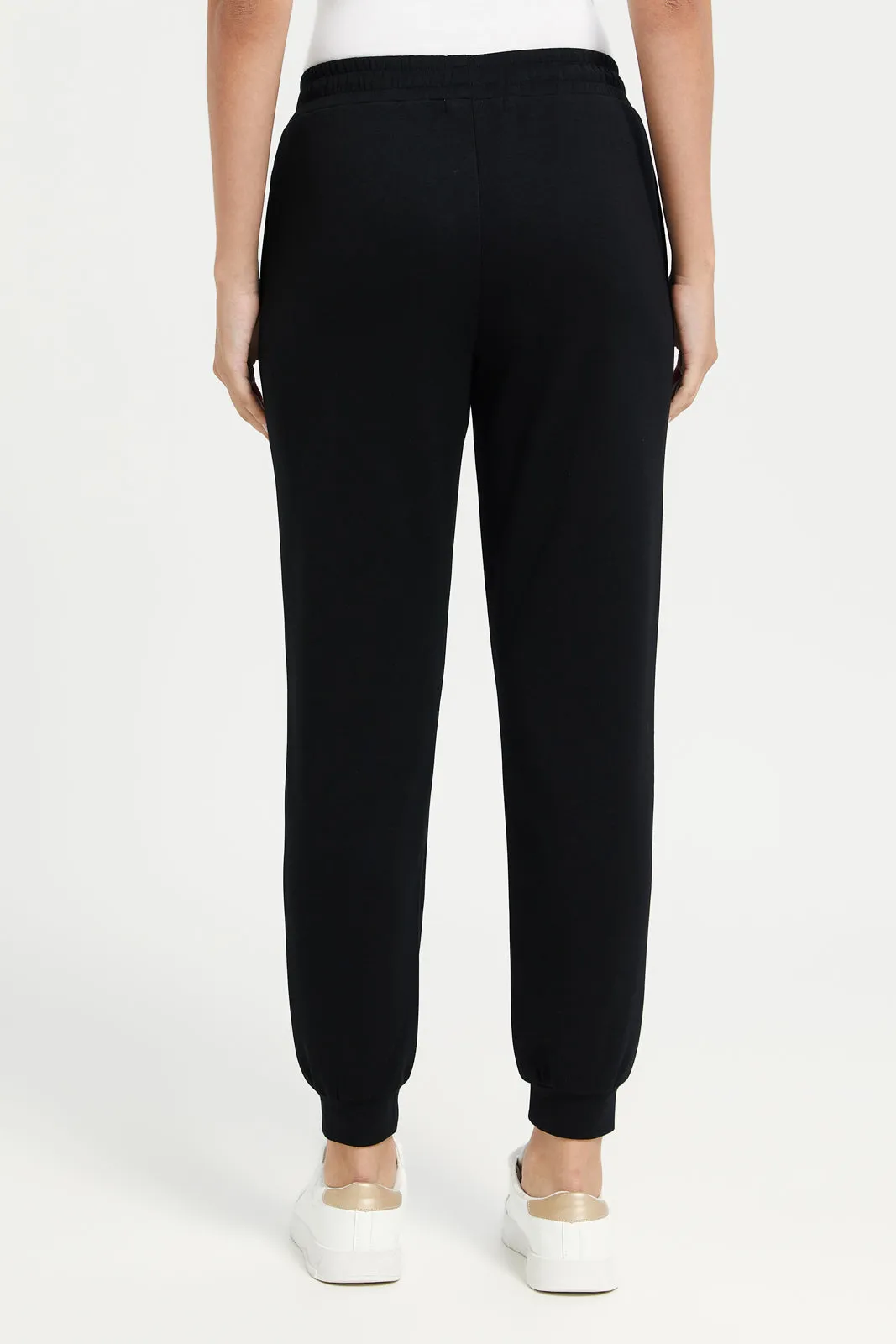 Women Black Placement Print Joggers sold by Redtag product image thumbnail 3