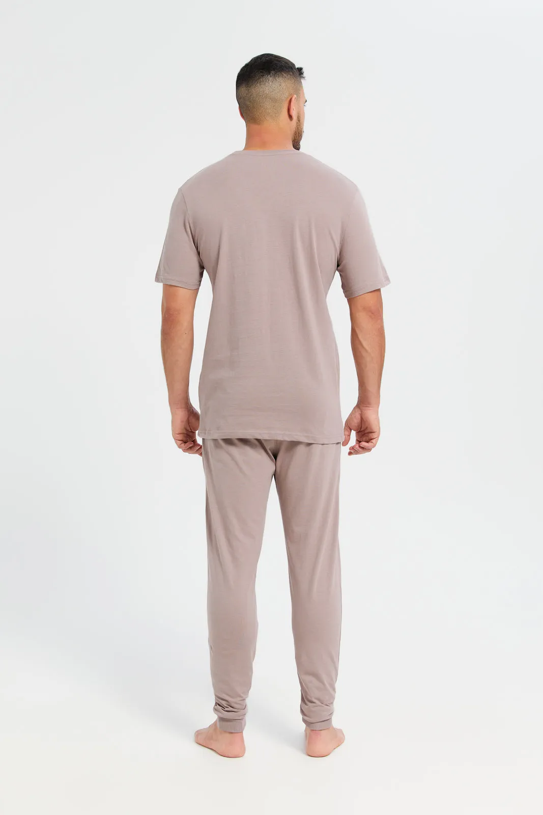 Men Pink Plain T-Shirt And Pants Pyjama Set (2 Piece) sold by Redtag product image thumbnail 4
