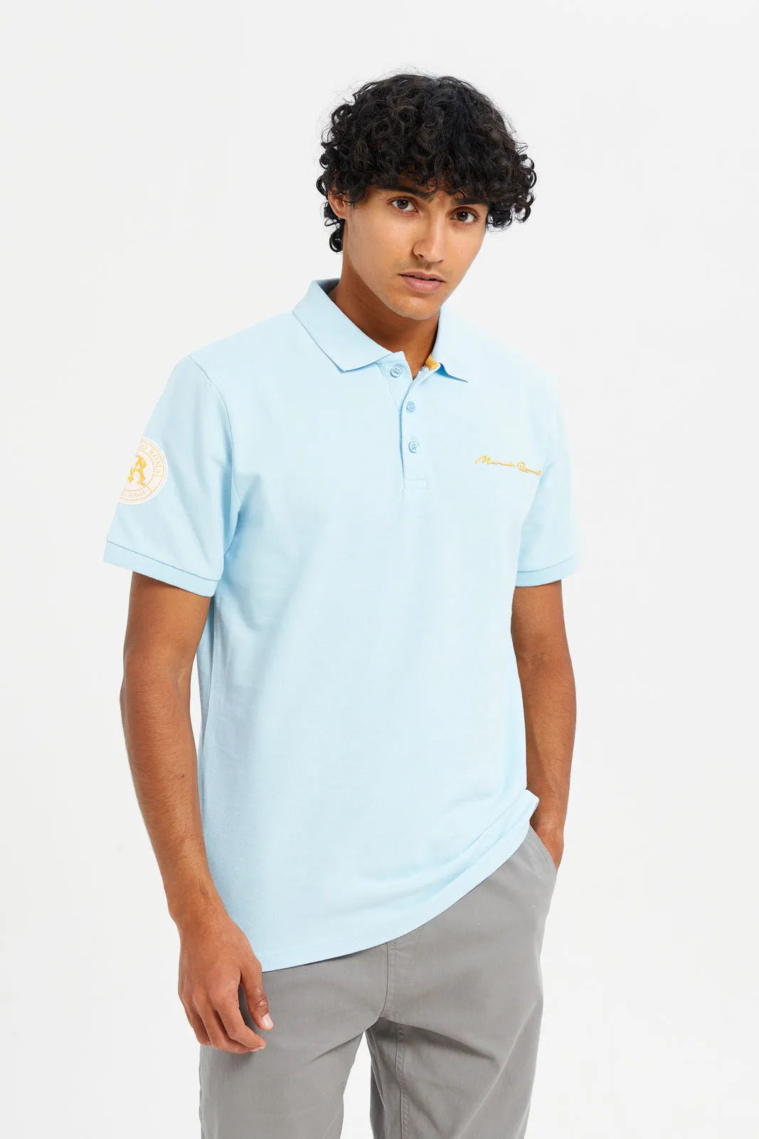 Men Blue Sports Varsity Polo Shirt sold by Redtag