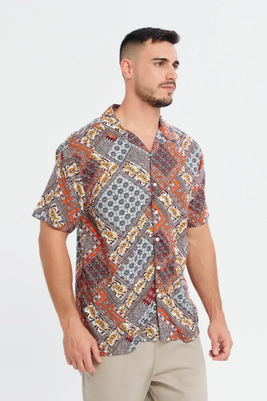 Men Red Printed Resort Shirt sold by Redtag
