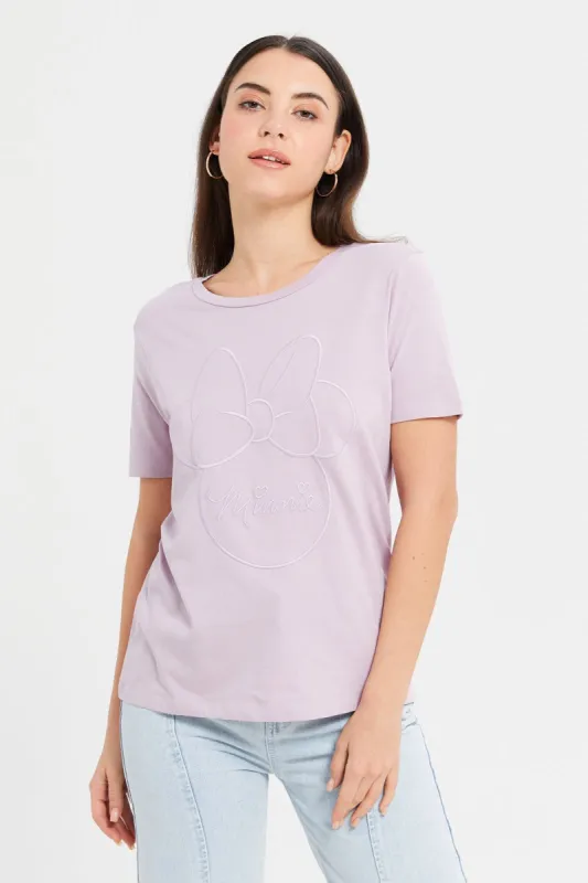 Women Lilac Minnie Embroidered T-Shirt sold by Redtag