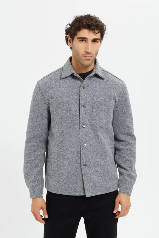Men Grey Melton Jacket sold by Redtag