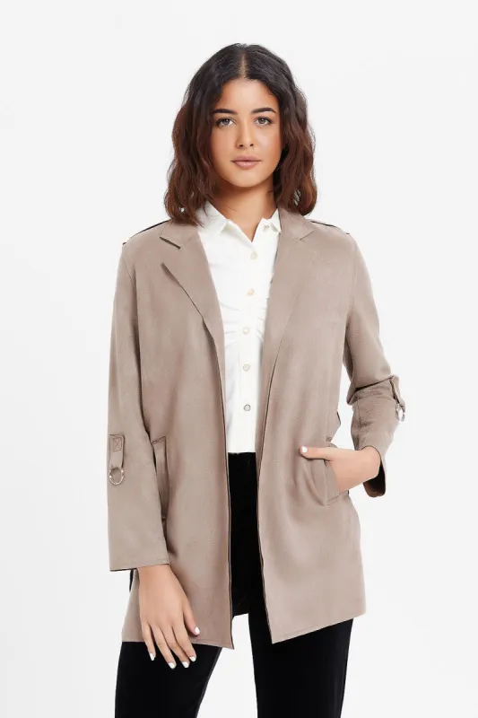 Women Taupe Plain Jacket sold by Redtag