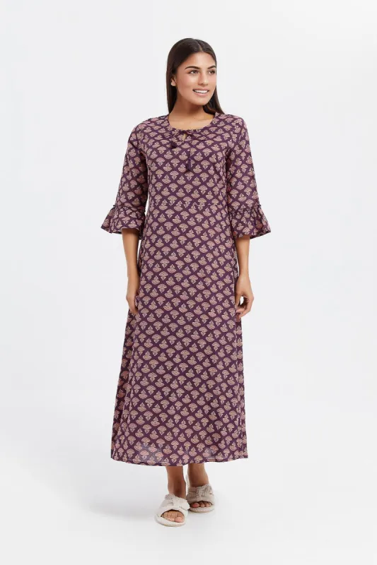 Women Purple Tassel Nightgown sold by Redtag