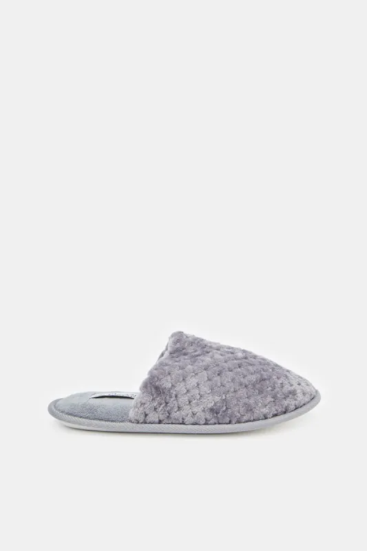 Women Grey Textured Slipper sold by Redtag