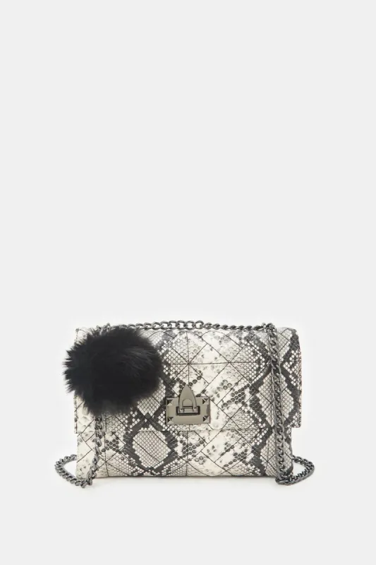 Women Black Animal Print Cross Body Bag sold by Redtag