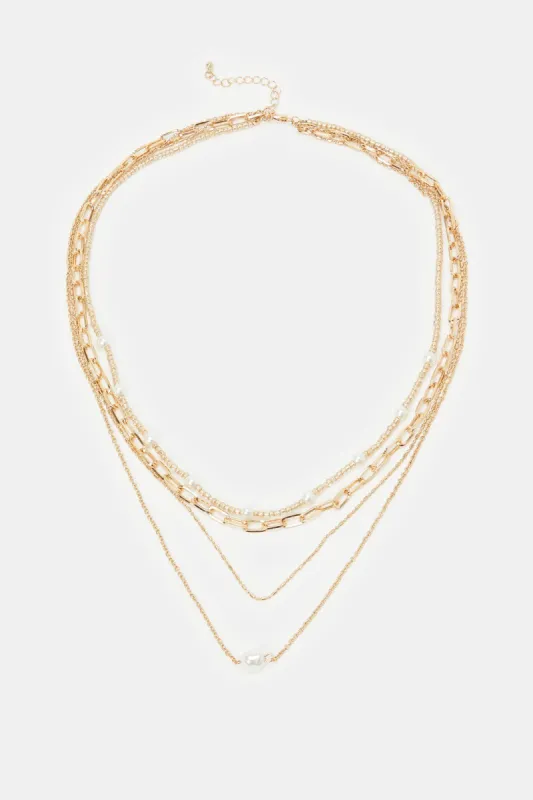 Women Gold Embellished Necklace sold by Redtag