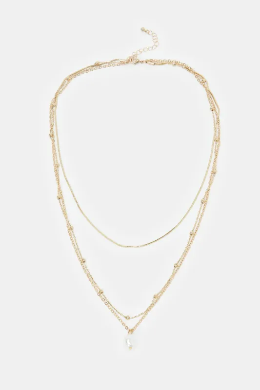 Women Gold Embellished Necklace sold by Redtag