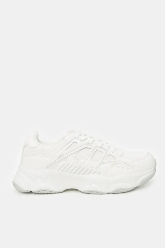 Men White Material Block Chunky Sneakers sold by Redtag