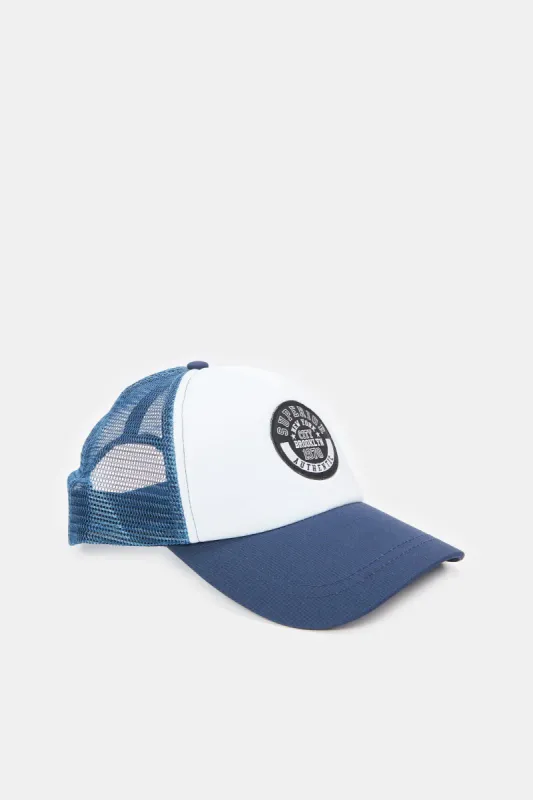 Men White And Navy Embroidery Cap sold by Redtag