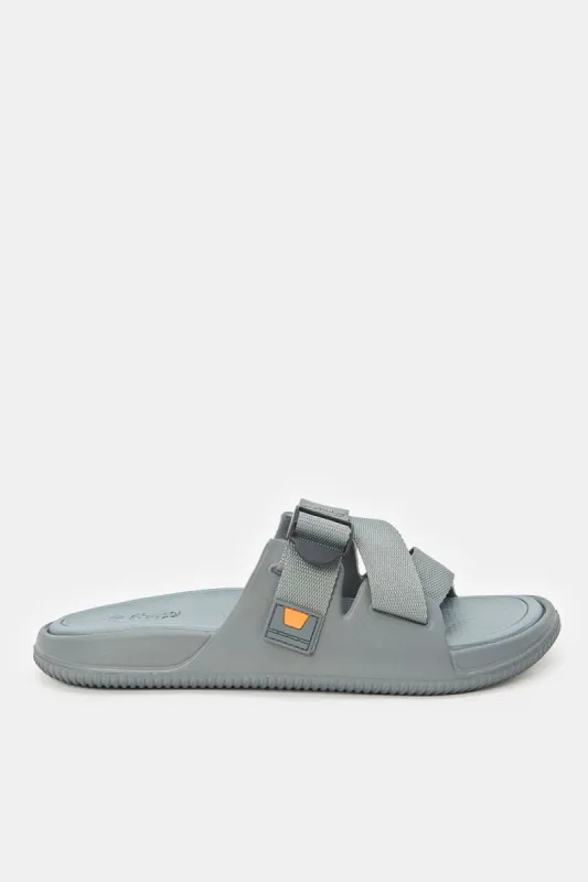 Men Grey Strappy Slide With Adjustment Buckle sold by Redtag