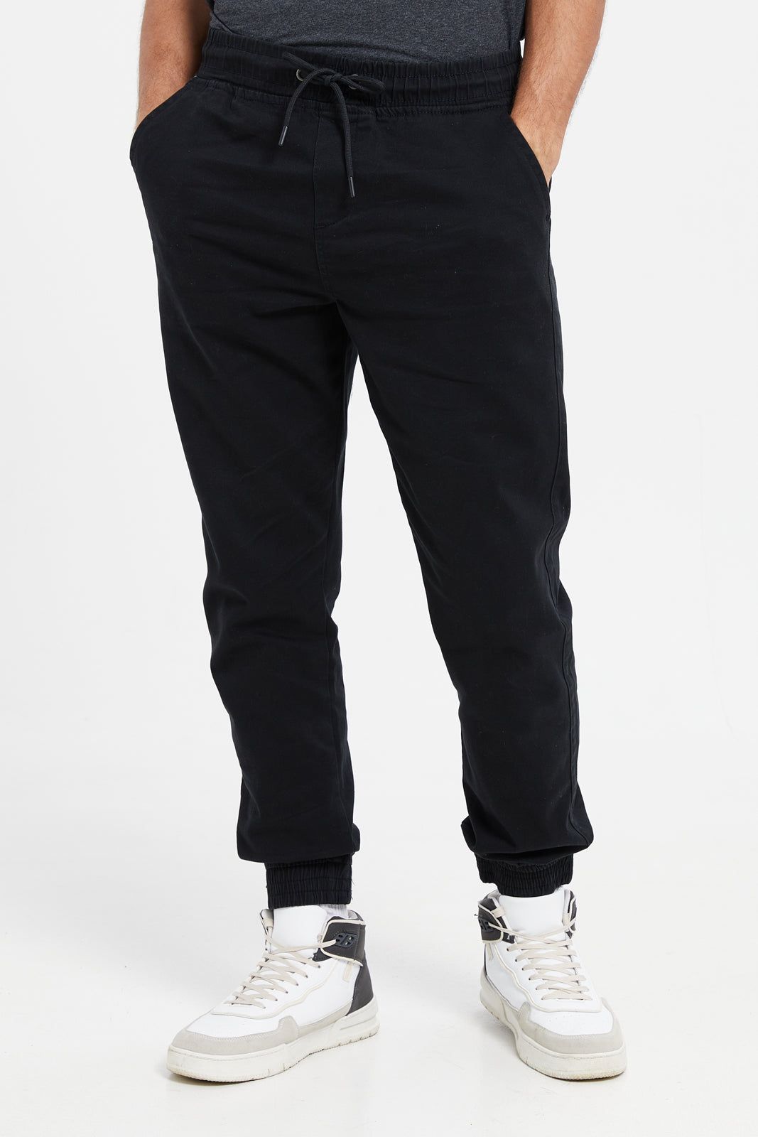 Men Black Basic Pull On Twill Jogger sold by Redtag