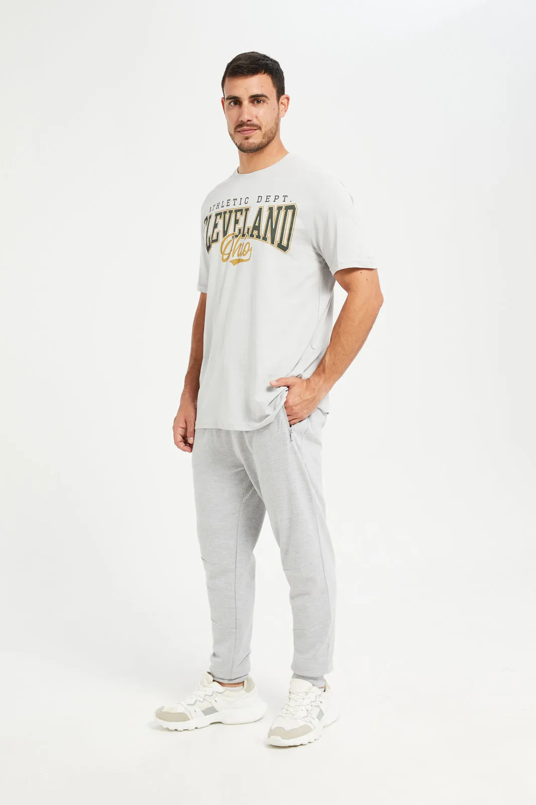 Men Grey Graphic Short Sleeve T-Shirt sold by Redtag product image thumbnail 2