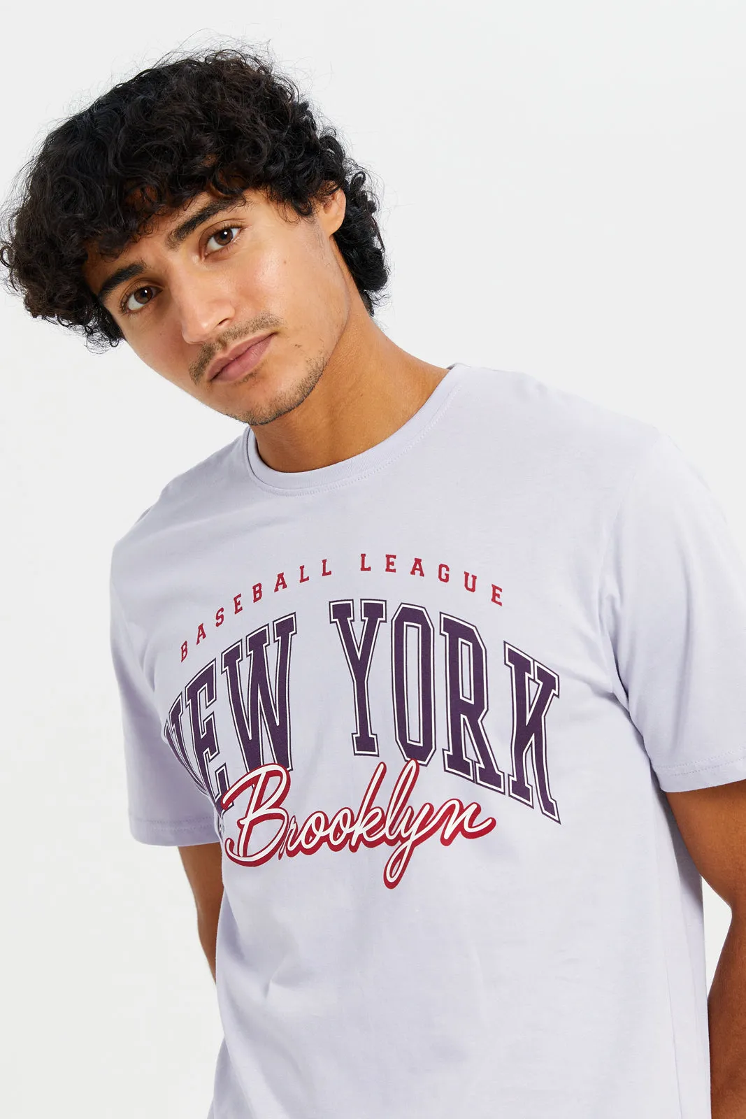 Men Lilac Graphic T-Shirt sold by Redtag product image thumbnail 4