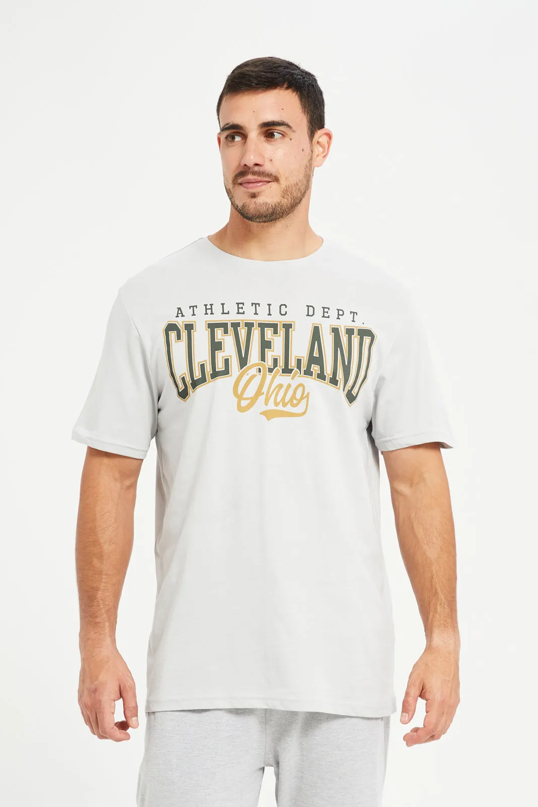 Men Grey Graphic Short Sleeve T-Shirt sold by Redtag