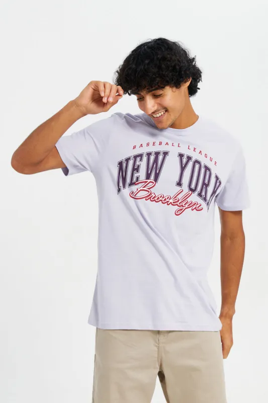Men Lilac Graphic T-Shirt sold by Redtag