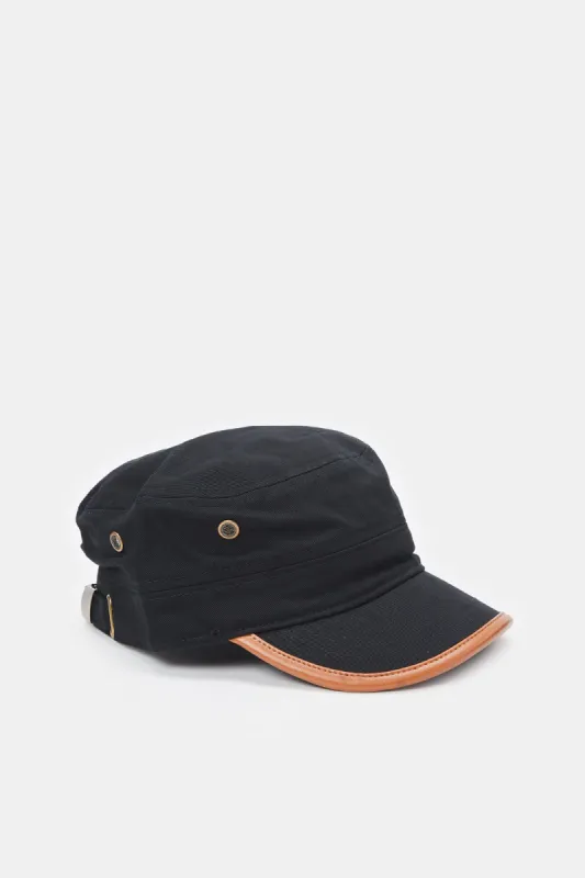 Men Black Plain Cap sold by Redtag