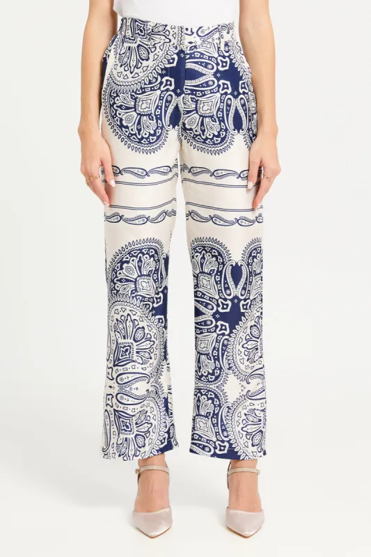 Women White Printed Trousers sold by Redtag