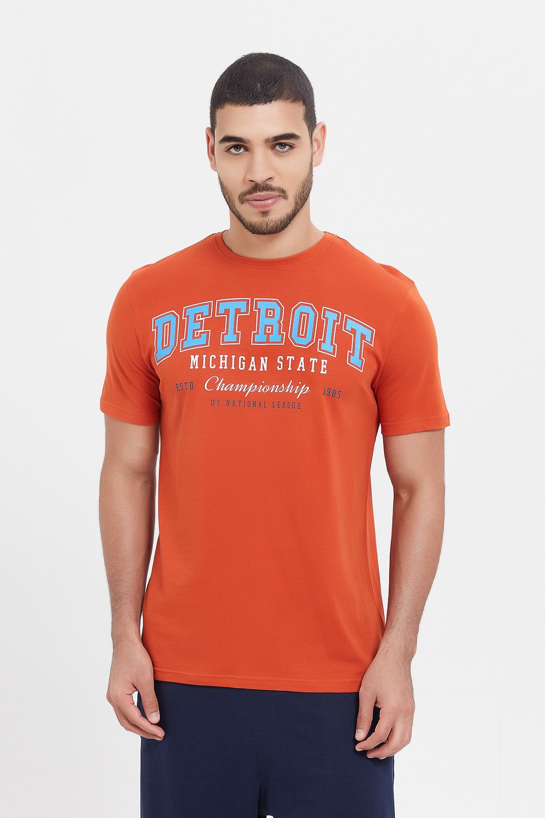 Men Orange Graphic T-Shirt sold by Redtag