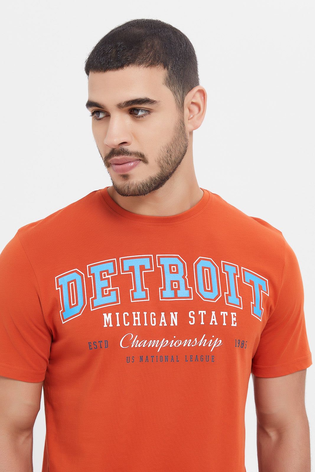 Men Orange Graphic T-Shirt sold by Redtag product image thumbnail 4