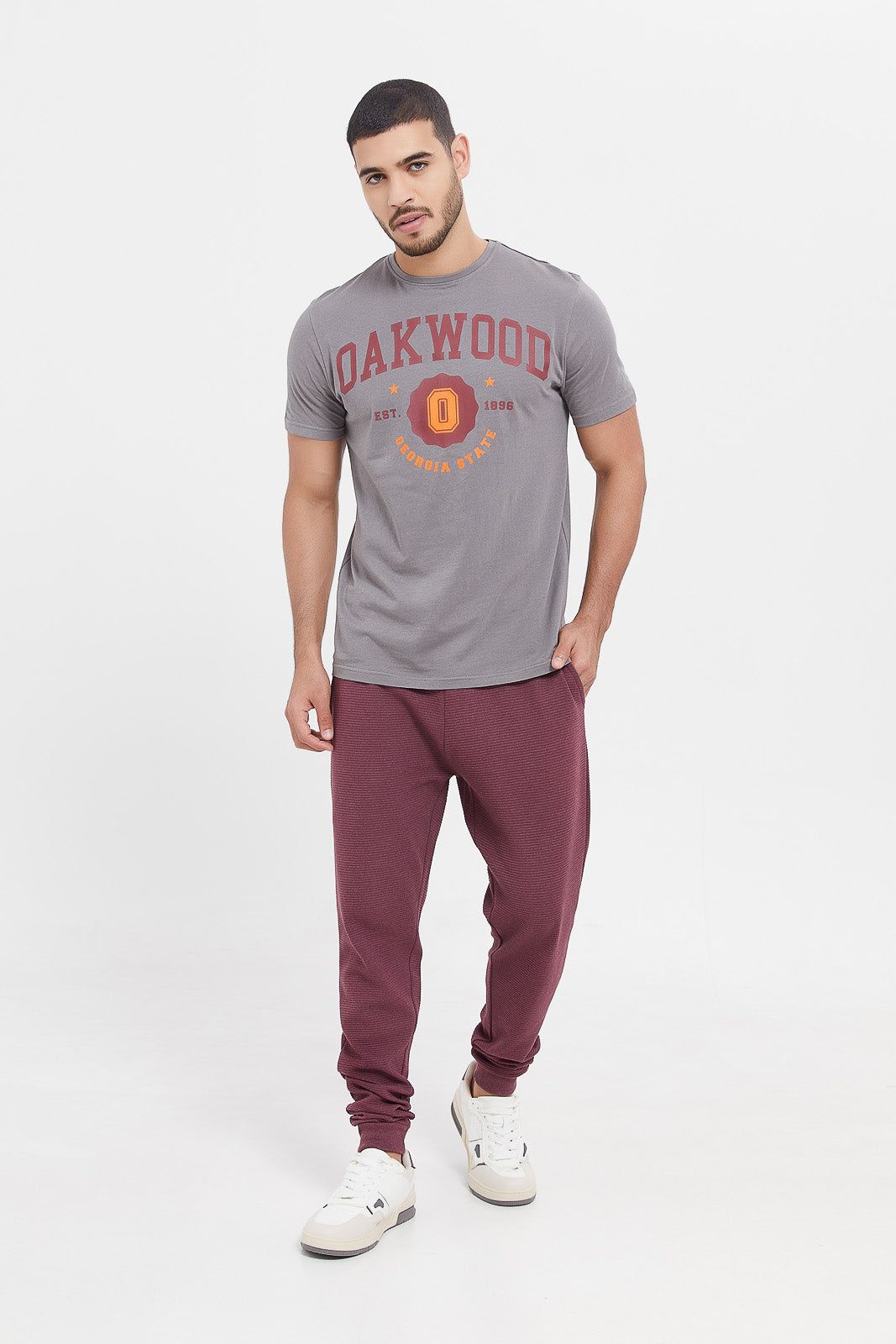 Men Burgundy Ottoman Jog Pants sold by Redtag product image thumbnail 2