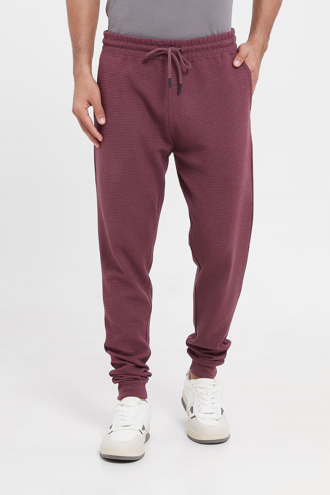 Men Burgundy Ottoman Jog Pants sold by Redtag