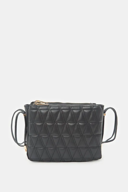 Women Black Quilting Utility Bag made by Redtag