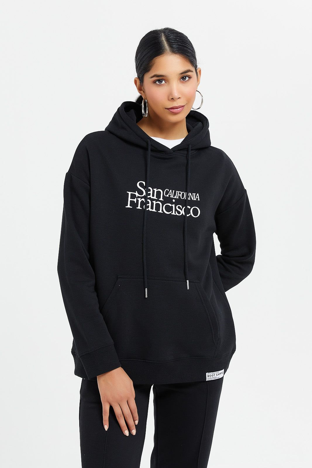 Women Black Oversized Hooded Sweatshirt sold by Redtag