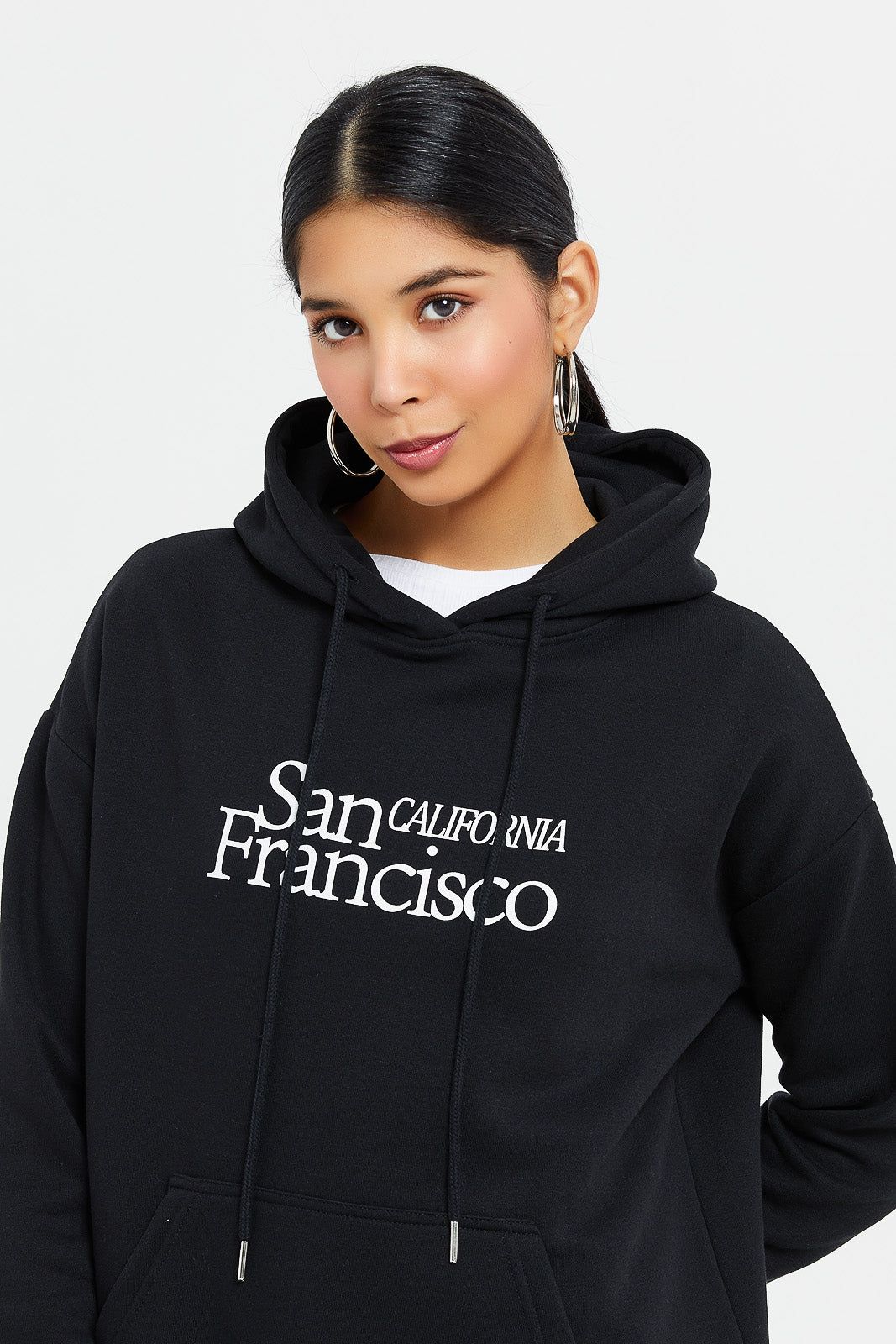 Women Black Oversized Hooded Sweatshirt sold by Redtag product image thumbnail 4