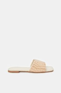 Women Beige Croc Patent Mule sold by Redtag