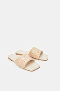 Women Beige Croc Patent Mule sold by Redtag