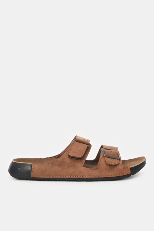 Men Brown Slide Sandal With Buckle sold by Redtag
