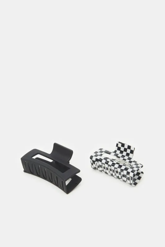 Women Black And White Checkered Hair Claw (Pack of 2) sold by Redtag