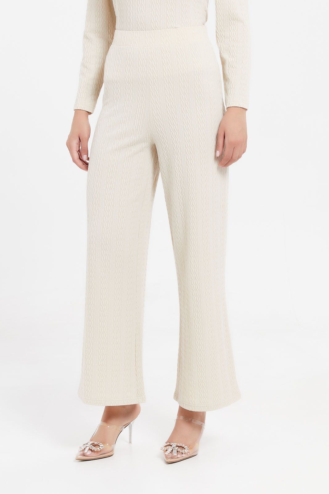 Women Ecru Wide Leg Trousers sold by Redtag