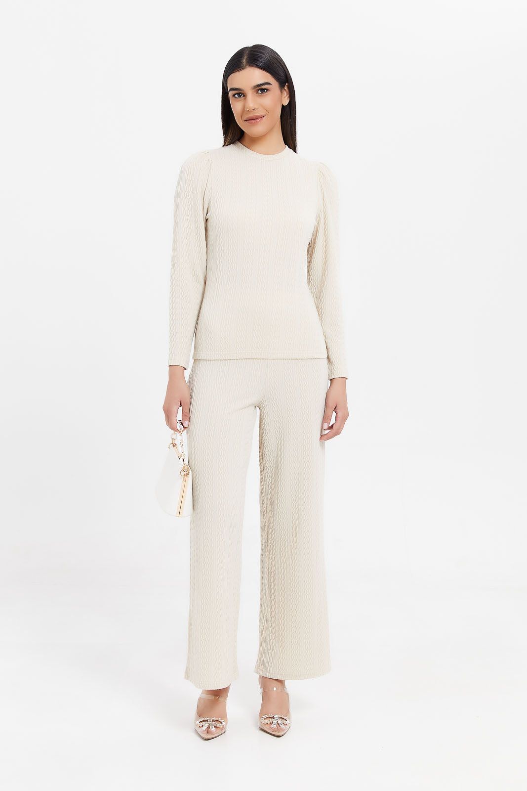 Women Ecru Wide Leg Trousers sold by Redtag product image thumbnail 2