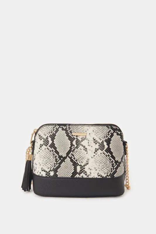 Women Black Animal Print Cross Body Bag sold by Redtag