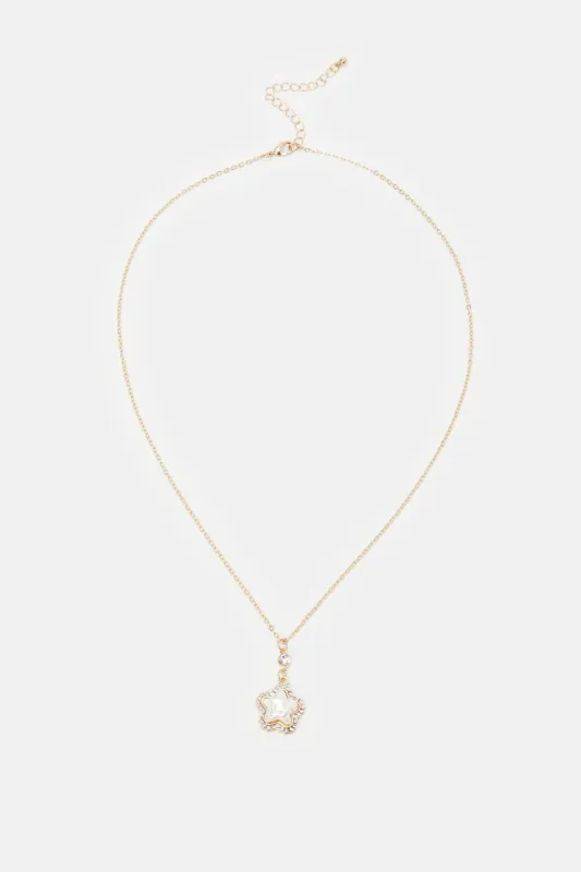 Women Gold Embellished Necklace sold by Redtag