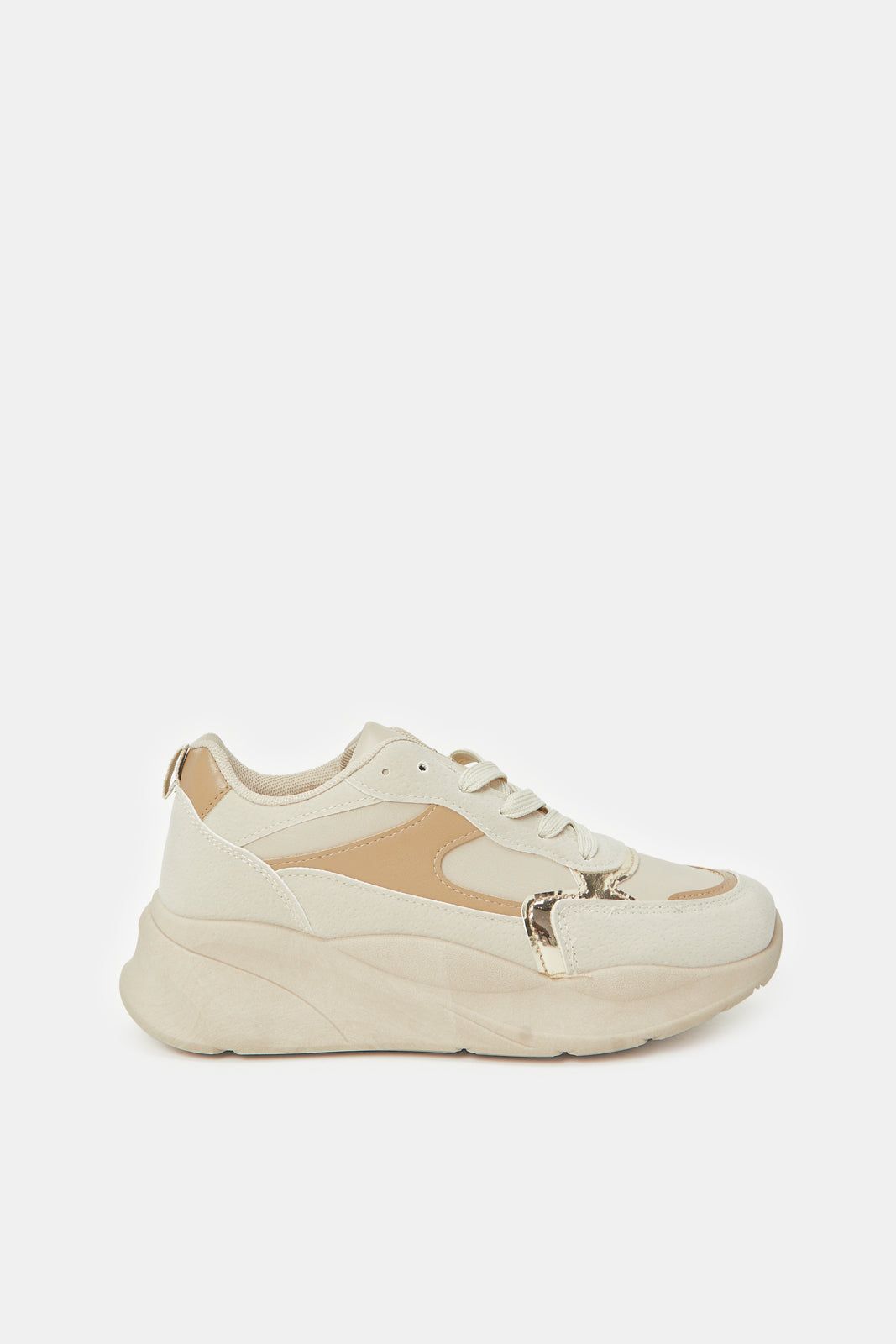 Women Beige Embellished Chunky Trainer sold by Redtag