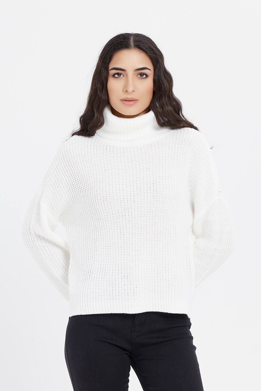 Women Ivory Knitted Turtle Neck Pullover sold by Redtag